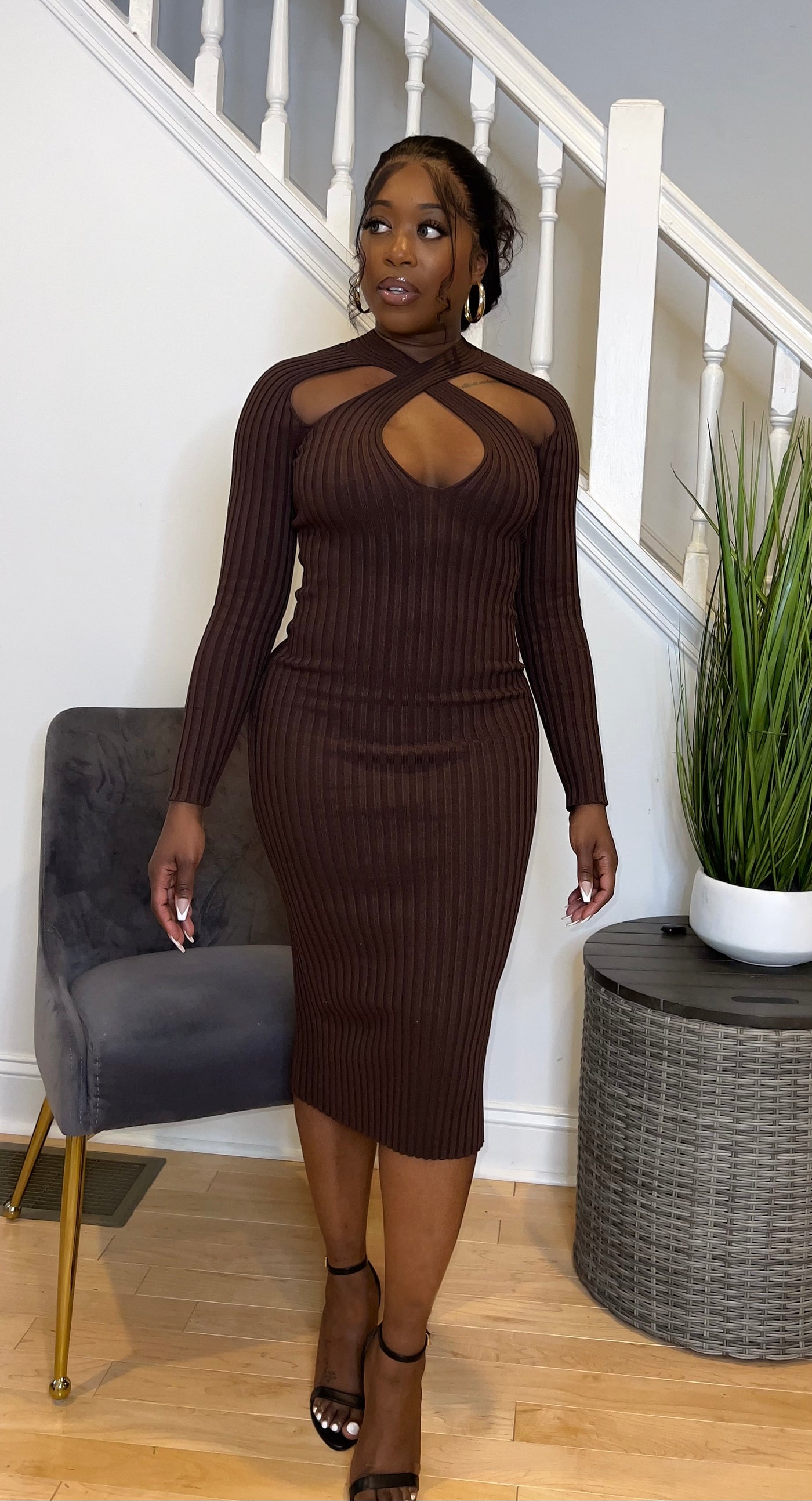 Brown Knit Dress