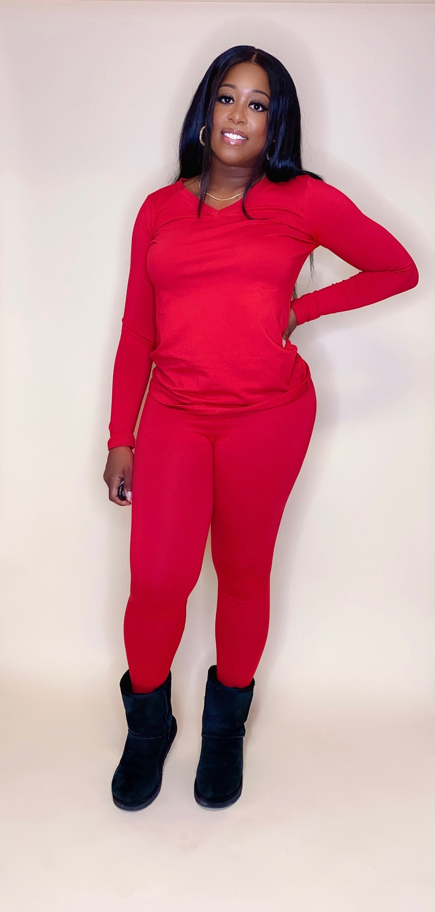 Red Comfy Leggings Set