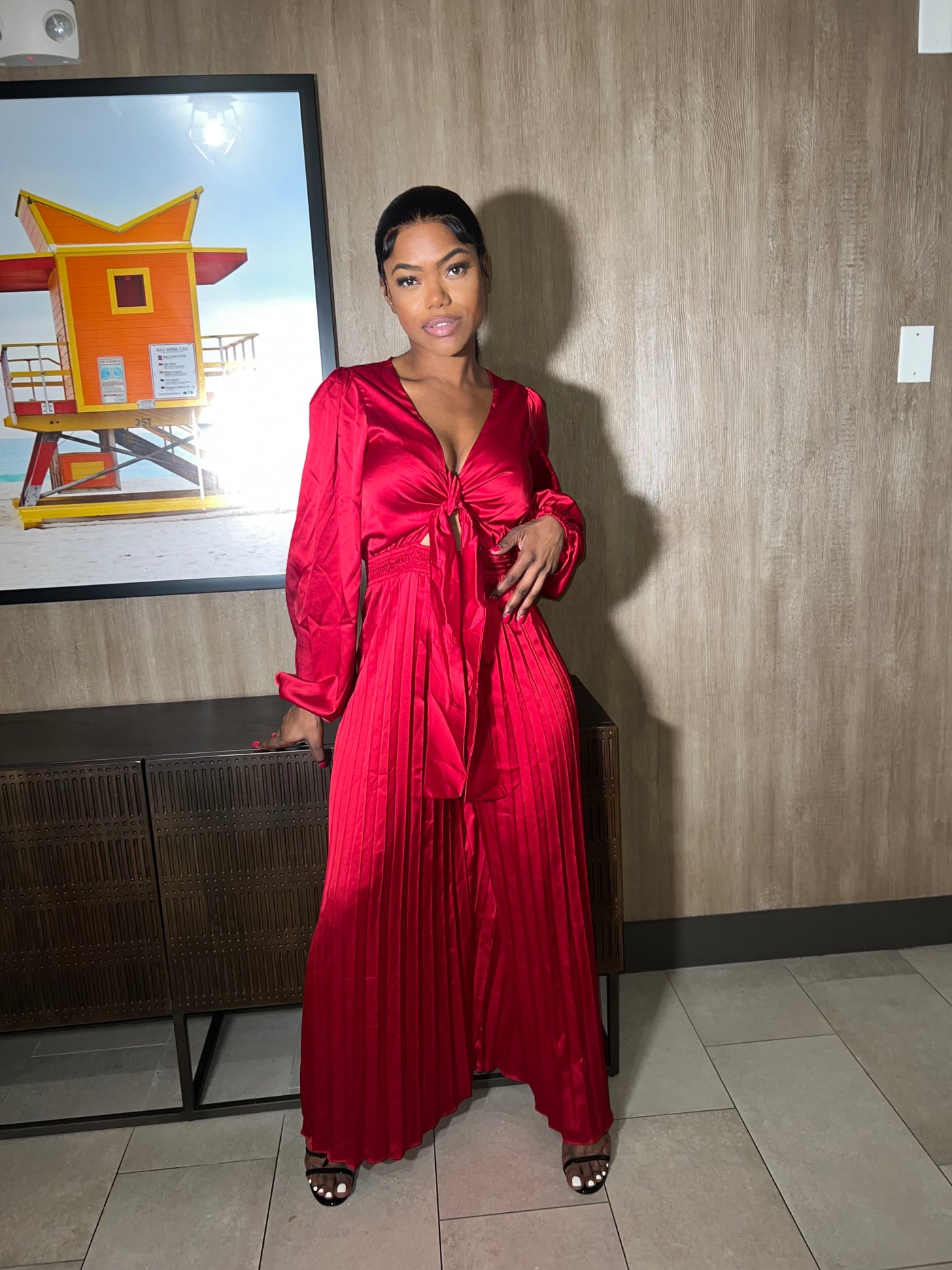 Bold Red Satin Jumpsuit