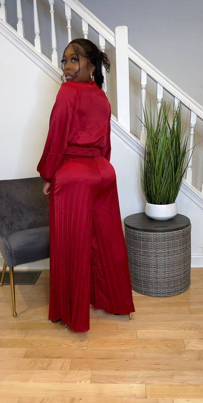 Bold Red Satin Jumpsuit